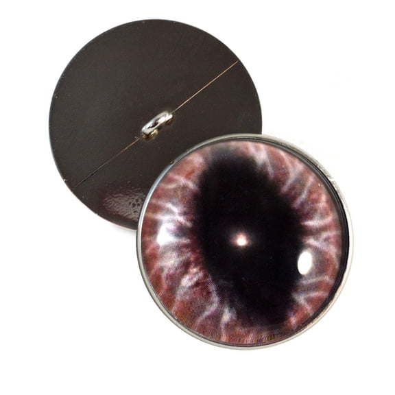 Wide Red Dragon Sew-On Button Glass Eyes