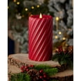 thumbnail image 1 of Wide Ribbed Motion Flameless Candle 3x5 Red, 1 of 1