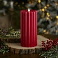 thumbnail image 1 of Wide Ribbed Motion Flameless Candles 4x10 Red, 1 of 5