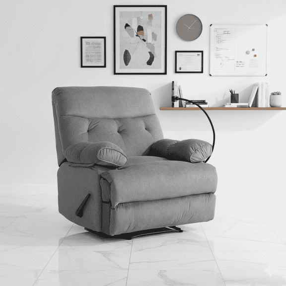 Wide Rocker Recliner Chairs, Ergonomic Rocking Recliner Chair, Large Recliner Chair for Living Room, Bedroom, Dark Orange