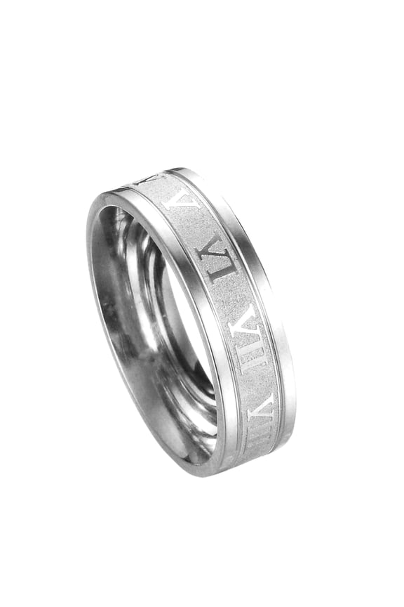 Wide Roman Numeral Men Ring Stainless Steel Simple Smooth Finger Ring Fashion Jewelry