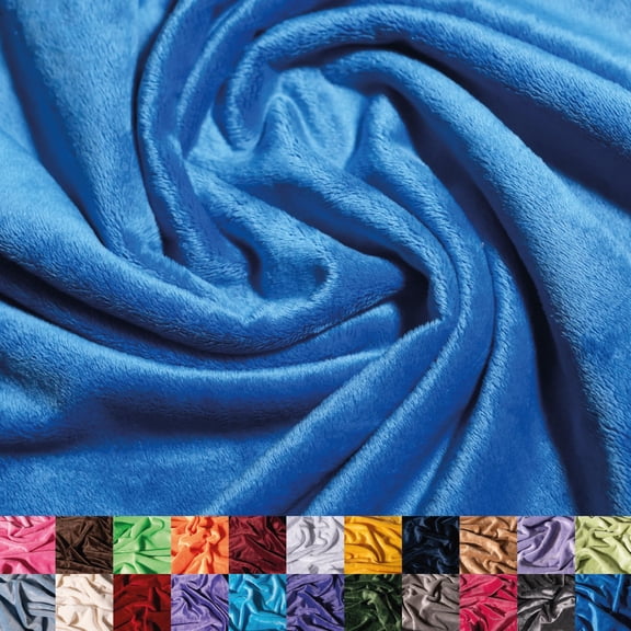 Wide Royal Blue Minky Fabric by The Yard, 58/60 Inch Ultra Soft Polyester Cloth for Sewing Projects,Accessories, Quilts, Pillow Covers - 4 Yards, Blue