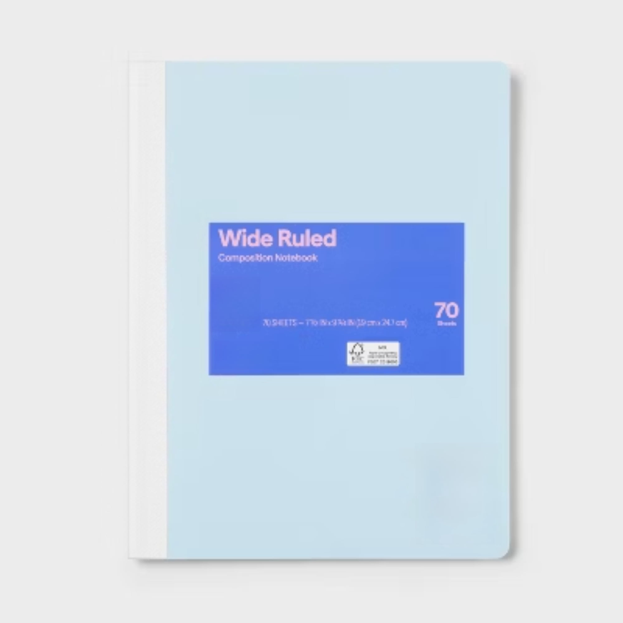 Wide Rule Composition Notebook 7.5"x9.75" Poly Cover 70 Sheets Pastel ...
