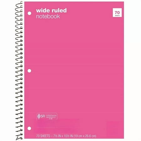 Wide Ruled 1 Subject Flexible Paperboard Cover Spiral Notebook - ub&ub