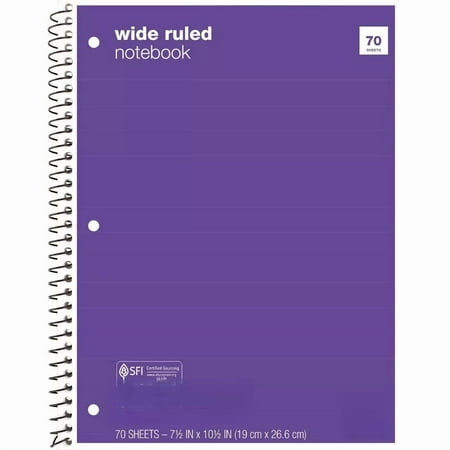 Wide Ruled 1 Subject Flexible Paperboard Cover Spiral Notebook - ub&ub