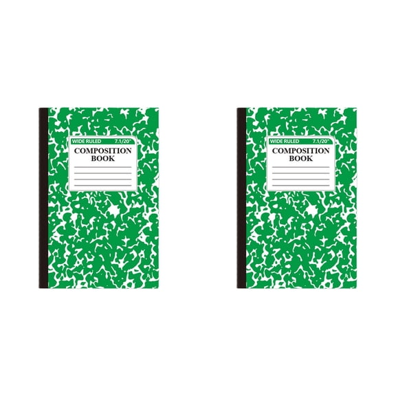 Wide Ruled Composition Book, Marble Paper Cover Primary Journal, Draw Top Lines Bottom Notebook, 5.51 x 8.27 Inch,60 Pages, Assorted Colors Green, classroom must haves Writing Supplies for adult