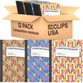 thumbnail image 1 of E-CLIPS USA Hard Cover Wide-Ruled Writing Paper Composition Notebooks with Geometric Design, 12-Pack, 1 of 6