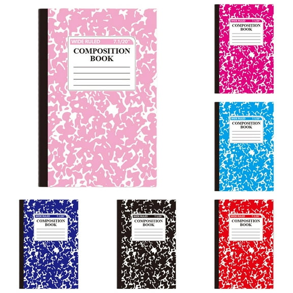 Wide Ruled Composition Notebook, Marble Cover, 100 Pages, 1 Count, Office Supplies for Teens & Adults, A5,8 Pcs