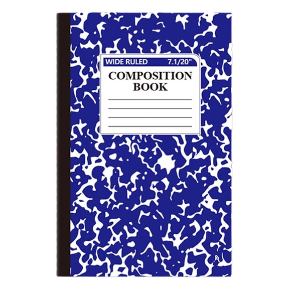 Wide Ruled Composition Notebook, Marble Cover, 100 Pages, 1 Count, Office Supplies for Teens & Adults, A5 Dark Blue