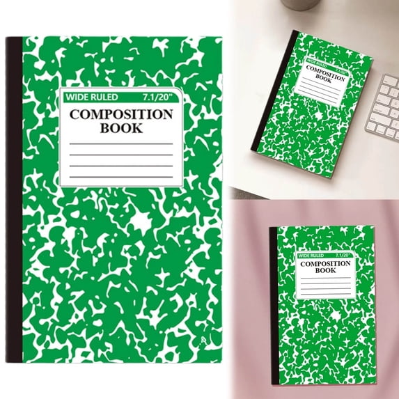 Wide Ruled Composition Notebook, Marble Cover, 60 Pages, 1 Count, Office Supplies for Teens & Adults, A5 Green