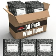 Wide Ruled Composition Notebooks, Black & White Marble, 100 Sheets, 50 Pack