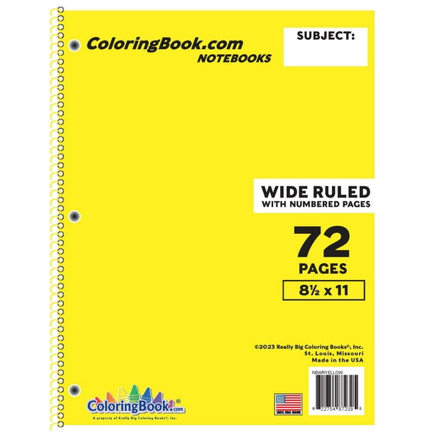 Wide Ruled Yellow Notebook 72 Pages