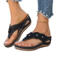 thumbnail image 1 of Wide Sandals for Women,Summer Sandals for Women 2026, Womens Sandals with Arch Support Dressy Comfortable Wedge Sandal Open Toe Wide Width Spring Shoes Casual Boho Beach Vacation Flip Flops,Black,8.5, 1 of 7