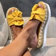 thumbnail image 1 of Wide Sandals for Women,Womens Walking Sandals,Comfortable Sandals for Women,Summer Sandals,Wedge Sandals,Women's Summer - Bow Flat Beach Open Toe Breathable Sandals Weave Shoes,Yellow,8, 1 of 4