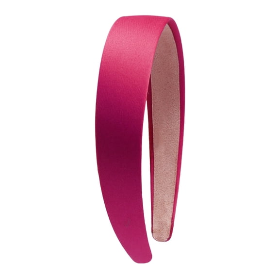 Wide Satin Headband For Handmade Hair Elegant Non Styling Clamp Comfortable Daily Wear Versatile Headwear Accessory, Hot Pink