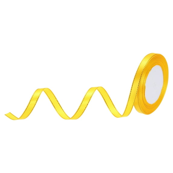 Wide Satin Ribbon with Gold Edges Border Grosgrain Fabric Ribbon for Gift Wrapping Wedding Bouquet Gold 3/8 Inch x 25 Yard