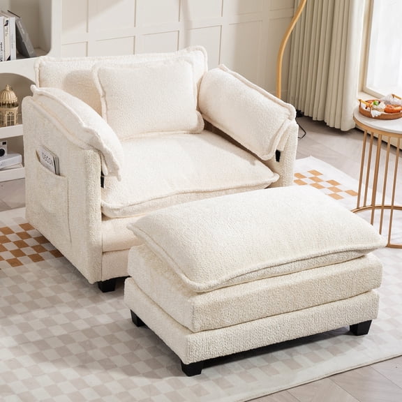 Wide Seat & Ottoman - Adapt to Different Heights - Corner of Living Room - Temporary Seating for Gatherings