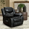 thumbnail image 1 of Wide Seating Durable Faux Leather Recliner Chair with Massage and Heating Function for Living Room Black, 1 of 13