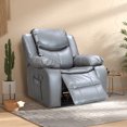Wide Seating Durable PU Leather Recliner Chair with Massage and Heating in Gray color