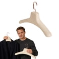 thumbnail image 1 of Wide Shoulder Coat Hanger for Fur Overcoat, Beige Plastic Household Clothes Hanger with Multi-Function Design for Closet Organization and Heavy Jackets,42.5cm, 1 of 9