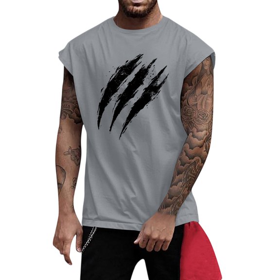 Wide Shoulder Slimming Vest for Men - Fitness Exercise Patriotic Print Waistcoat - Quick-Dry Material Ideal for Running, Weight Training, or Casual Wear,Dark Gray XL