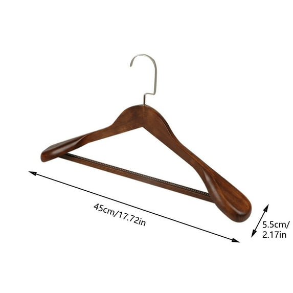 Wide Shoulder Wooden Coat Hangers Heavy Duty Solid Wood Closet Organizer Anti Slip for Jackets Coats Home Hotel Vintage Style Garment Hanger Size Approx 18x2x10 Inches with No Fall Design