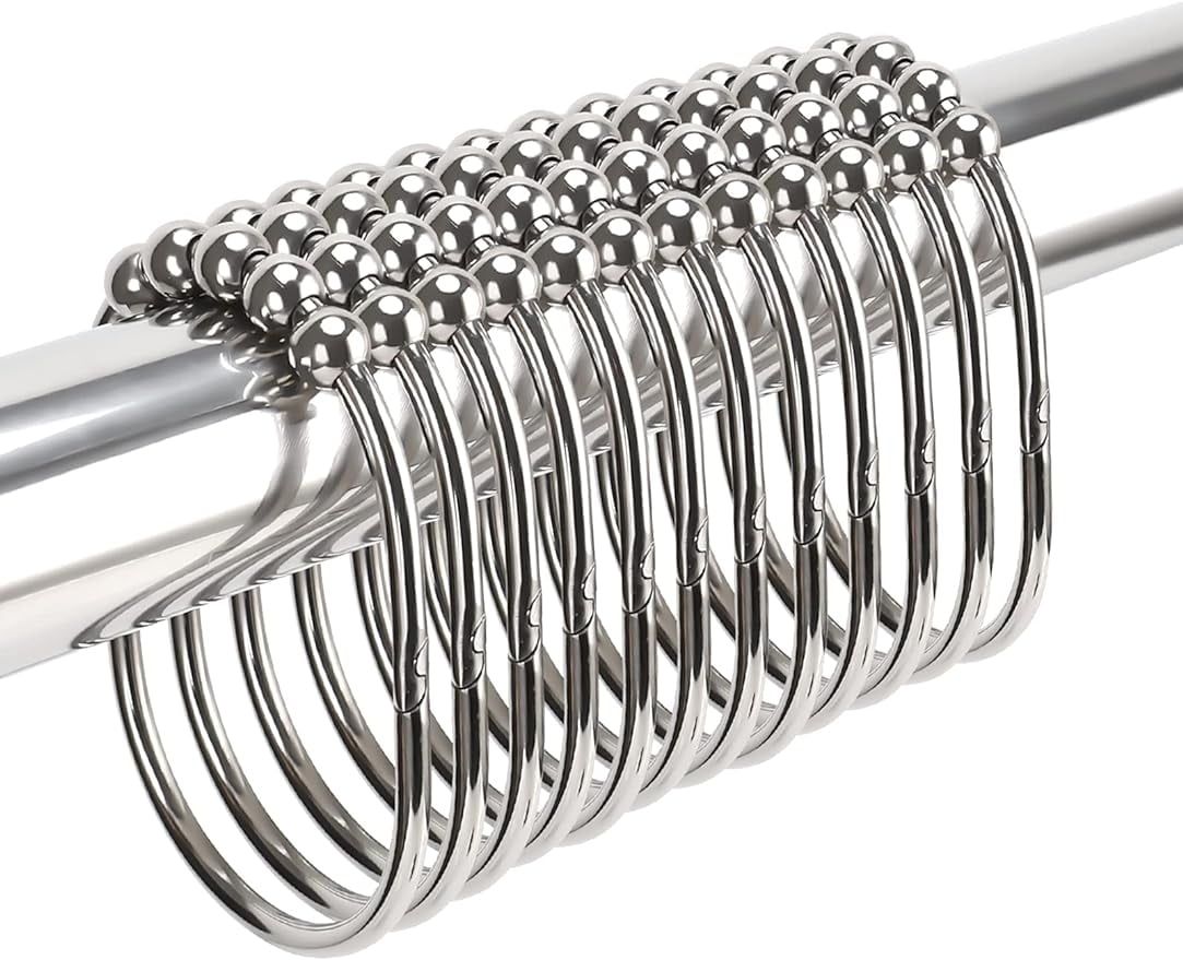 Wide Shower Curtain Hooks, Rust Proof Stainless Steel Shower Curtain