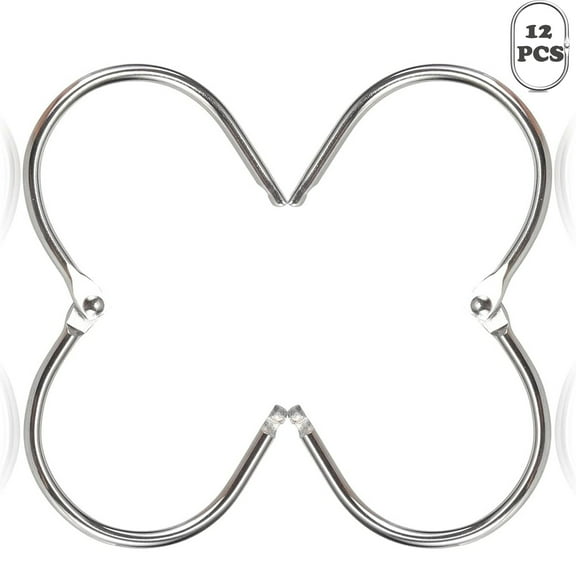 TABGIME Wide Shower Curtain Rings Hooks, Rustproof Metal Glide Shower Ring for Bathroom Shower Rods Curtains, 12pk Decorative Plated Chrome Finish