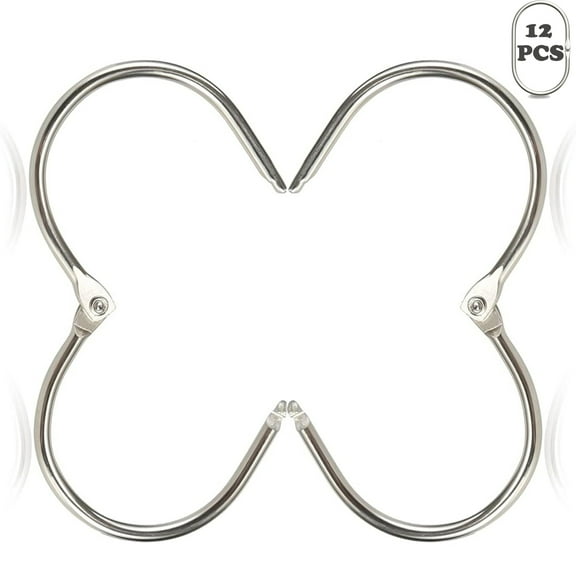 TABGIME Wide Shower Curtain Rings Hooks, Rustproof Metal Glide Shower Ring for Bathroom Shower Rods Curtains, 12pk Decorative Polished Nickel Finish