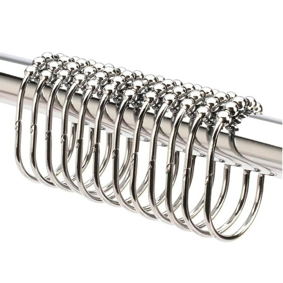 Wide Shower Curtain Rings / Hooks Set, DecorativePolished Chrome Finish, Easy Glide