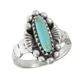 thumbnail image 1 of Wide Simulated Turquoise Beaded Halo Oxidized Ring 925 Sterling Silver Band Blue CZ Female Size 8, 1 of 4