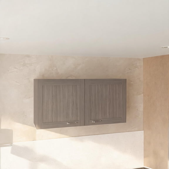 Wide Slate Gray MDF Wall-Mounted Double Door Cabinet for Versatile Home Storage, Modern Minimalist Style