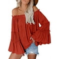 thumbnail image 1 of Wide Sleeve Boat Neck Women Loose Blouse Tops, 1 of 2