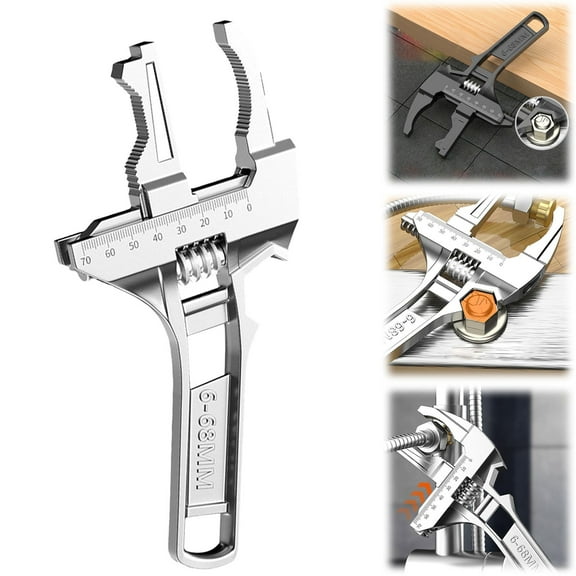 Wide Slim Thin Jaw Adjustable Wrench Large Opening Under Sink Plumbing Tool For Tight Space Faucet Repair Disassembly