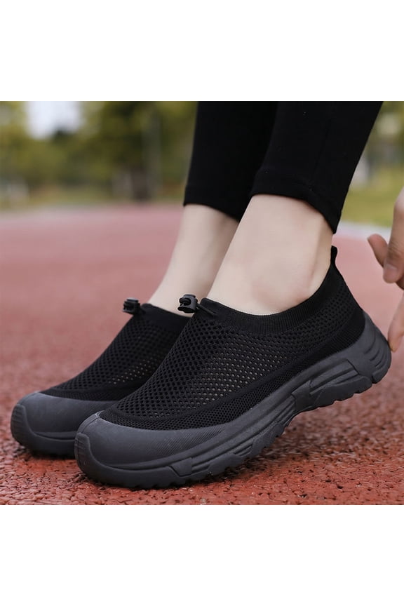 Wide Slip On Shoes for Women Womens Volleyball Shoes Lightweight Breathable Mesh Cloud Cushion Support Non-Slip Rubber Sole Toe Box Orthopedic Comfort Fit for Women Gym Tennis,Black 36(US-5.5)