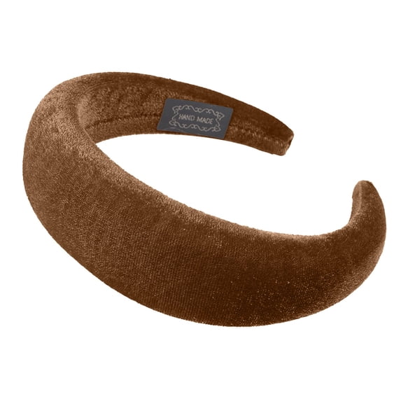 Wide Solid Sponge Headband for Women - Padded Fabric Hair Hoop with Soft Foam Core, Simple Casual Headwear, Comfortable Hair Accessory for Daily Home Office Brown