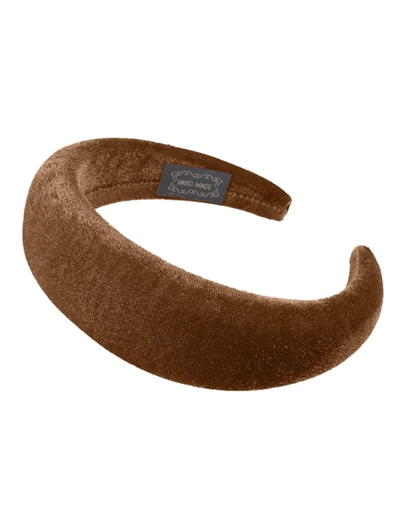 Wide Solid Sponge Headband for Women - Padded Fabric Hair Hoop with Soft Foam Core, Simple Casual Headwear, Comfortable Hair Accessory for Daily Home Office Brown