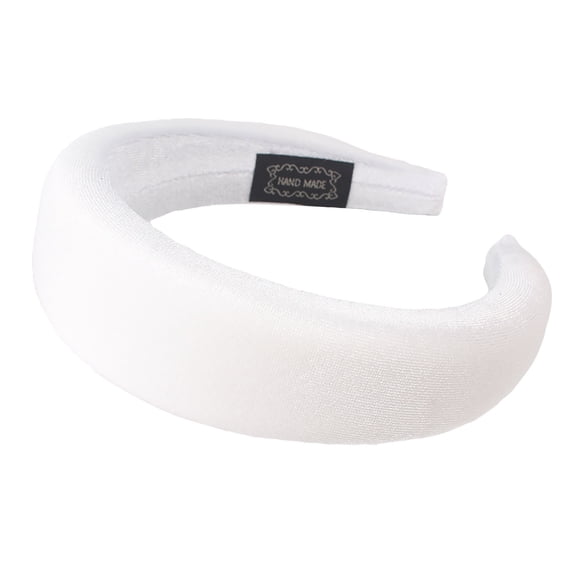 Wide Solid Sponge Headband for Women - Padded Fabric Hair Hoop with Soft Foam Core, Simple Casual Headwear, Comfortable Hair Accessory for Daily Home Office White