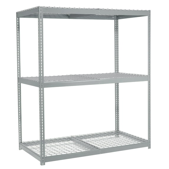 Wide Span Rack With 3 Shelves Wire Deck, 1200 Lb Capacity Per Level, 60"W x 36"D x 96"H