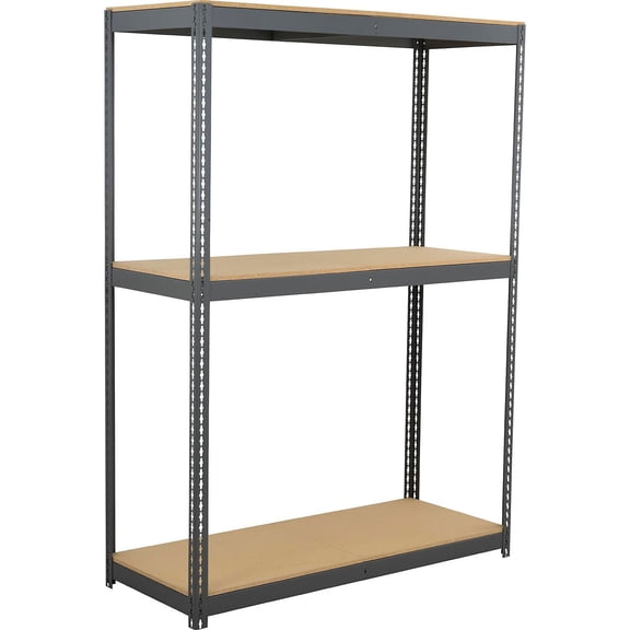 Global Industrial BD36728W3 72 x 36 x 84 in. 3 Shelf Heavy Duty Wood Deck Boltless Shelving Starter, Gray