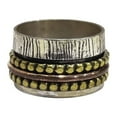 thumbnail image 1 of Wide Spinner Band, Bohemian Ring, 925 Sterling Silver Ring, Spinning Thumb Ring, Three Tone Ring, Fidget Ring, Handmade Jewelry, Christmas Oxidized, Brass Copper Band, Anxiety Ring, Mans Band Gifts, 1 of 6