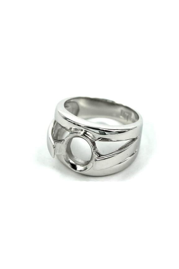 Wide Split Shank Ring Setting with Oval Bezel Mounting in Sterling Silver 6x9mm | MTR193 (8)