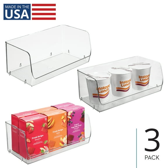 Wide Stackable Open-Front Storage Bins - Kitchen and Pantry Organization - Storage for Snacks or Canned Goods, Made in USA