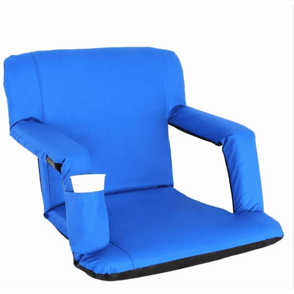 Wide Stadium Seat for Bleachers Reclining Stadium Chair w/Blue Cushion