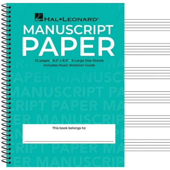 Wide Staff Wirebound Manuscript Paper (Aqua Cover)