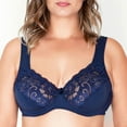 thumbnail image 1 of Wide Strap Bra Plus Size Full Coverage Underwire Support Panels 34 36 38 40 42 44 46 / C D E F G H I J ( 36DDD/F, Navy), 1 of 4