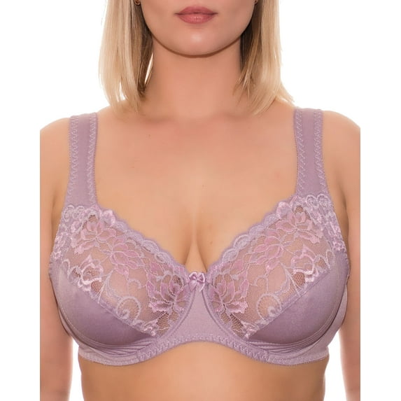 Wide Strap Bra Plus Size Full Coverage Underwire Support Panels 34 36 38 40 42 44 46 / C D E F G H I J ( 42G, Lavender)