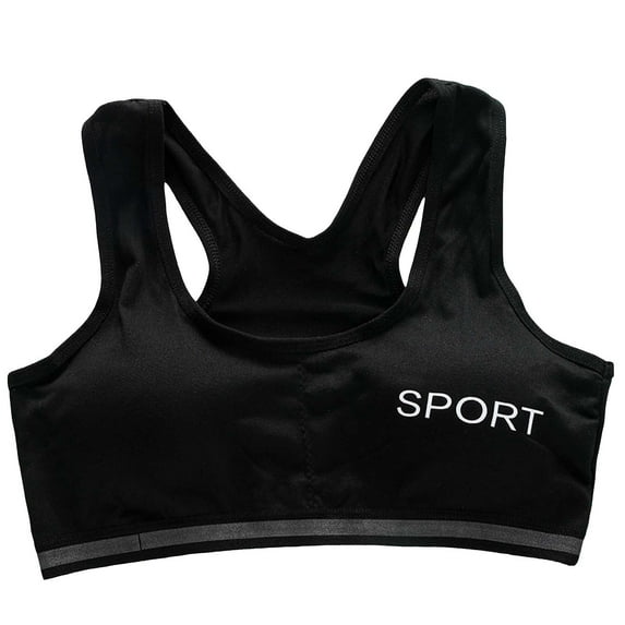Wide Strap Training Bras for Girls 10-16 Sports Seamless Bra with Removable Padding Bras with Removable Padding Bras for Age 10-14 Cami Bra for Teens(Color:Black,Size:10-14 Years)