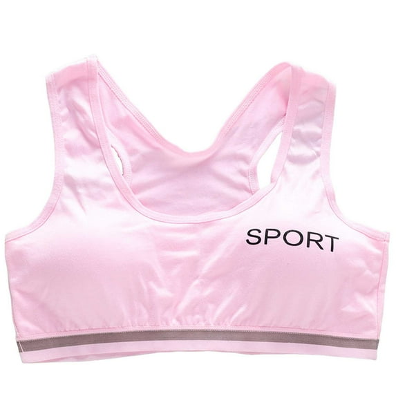Wide Strap Training Bras for Girls 10-16 Sports Seamless Bra with Removable Padding Bras with Removable Padding Bras for Age 10-14 Cami Bra for Teens(Color:Pink,Size:10-14 Years)