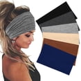 thumbnail image 1 of Wide Stretchy Sweatproof Elastic Cotton Headscarf Headbands For Women Workout Non Slip Head Wrap Headwear 1 Piece, 1 of 3